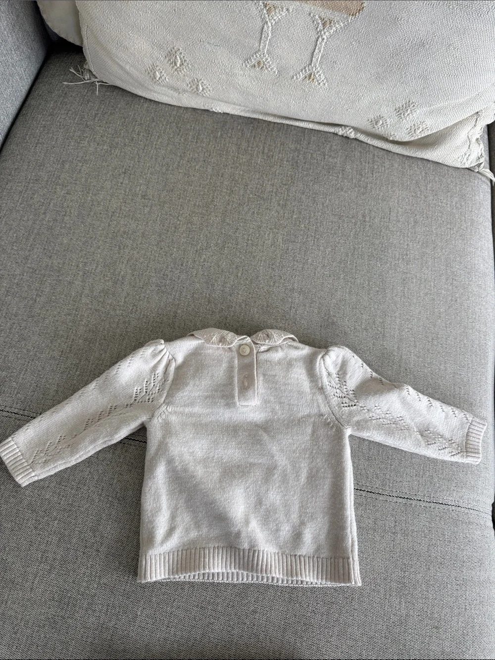 Gymboree Cream Knit Sweater and Pants Set with Blue Floral Detail